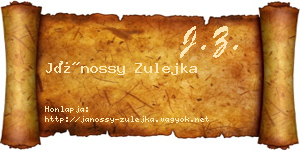 Jánossy Zulejka névjegykártya